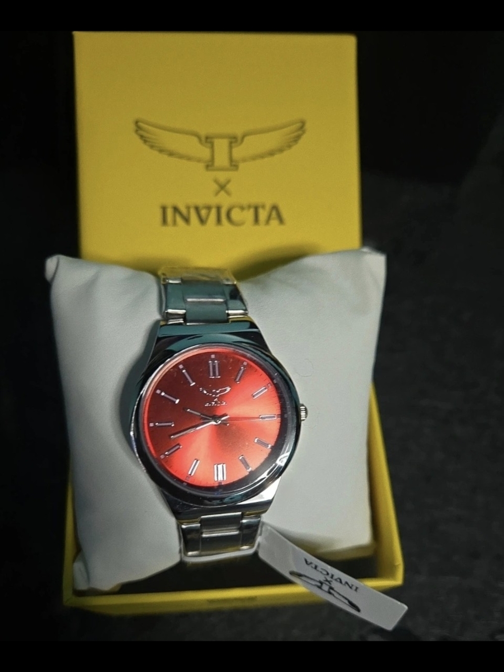 69656 Invicta Celestial I Red Dial Stainless Steel Watch Unisex 35mm